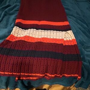 Free People Burgundy and Orange Knit Maxi Skirt